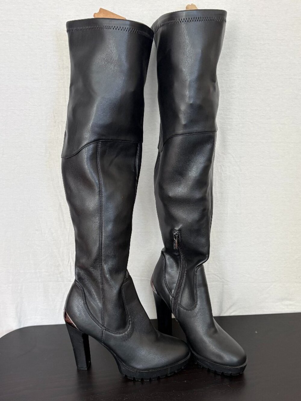 GUESS Black Over the Knee Platform High Heel Boots Size 8M